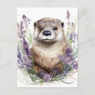 Havsfärg i utter och Lila blommor Vykort