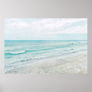 Havsfärg med Vinkar färg Aqua Light Blue Watercolo Poster
