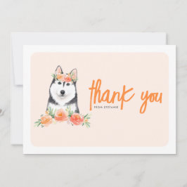 Havsfärg Siberian husky Peach Flowers Birthday Tack Kort