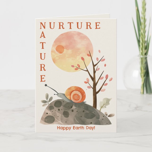Havsfärg Snigel Nurture Nature Lycklig Earth Day Helgkort (Framsida)