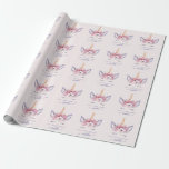 Havsfärgad blommigt encorn ansikte jul presentpapper<br><div class="desc">Roligtens vackra vattenfärgsdesign blommigten Unicorn ansikte juldesign. Pressa din gåva i stil med den här magiska blommigten och pilen inslag. Med sina roligt vildmarksparvar och stamfjädrar kommer denna vackra utformning säkert att glädja sig. En del av en samling i min butik.</div>