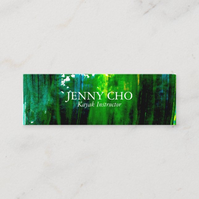 Havsfärgad grönt rand mini visitkort (Framsida)