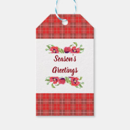 Havsfärgad rödpoppies Blommigt Säsongshälsningar Presentetikett