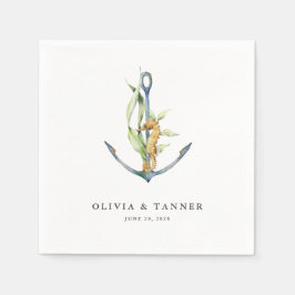 Havsfärgad sjöhäst och Anchor Nautical Bröllop Pappersservett