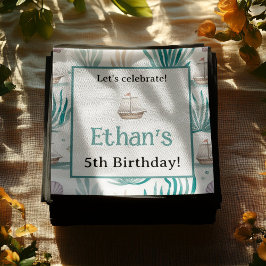 Havsfärgade havsfiskar Nautisk födelsedag Pappersservett