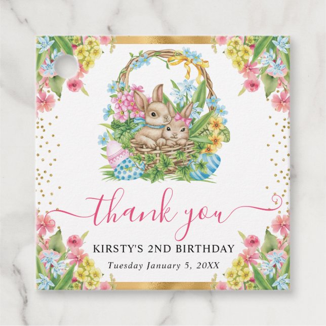 Havsfärgade kaniner från Påsk och äggkläckningsdag Gåvor Etiketter (Framsida)