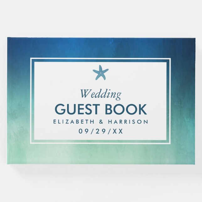 Havsfärgat havsbottenbröllop gästböcker (Framsida)