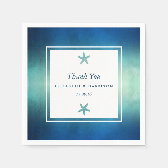 Havsfärgat havsbottenbröllop pappersservett (Framsidan)