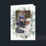 Havsfärgen Gräs Ram Season - Greetings Folded Helgkort<br><div class="desc">Modern Elegant Watercolor Grönt Gräs Ram och Gräs Cones Season's Greetings Photo Helgdag Card</div>