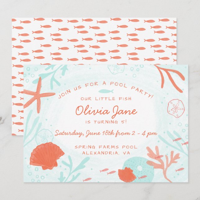 Havsfärgning Havsdag Inbjudningar (Fram/baksida)