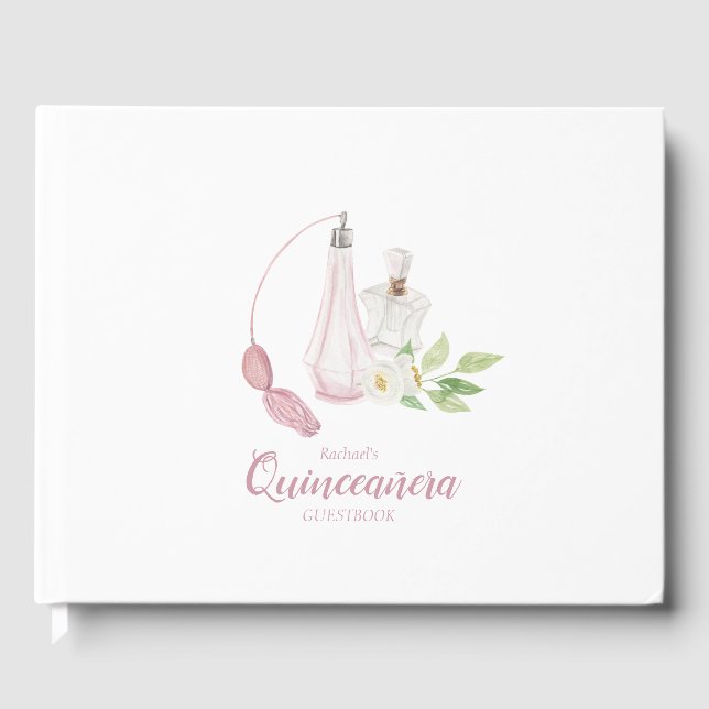 Havsfärgning Parfym Flaska Quinceanera Birthday Gästböcker (Framsida)