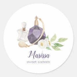 Havsfärgning Parfym Flaska Quinceanera Birthday Runt Klistermärke