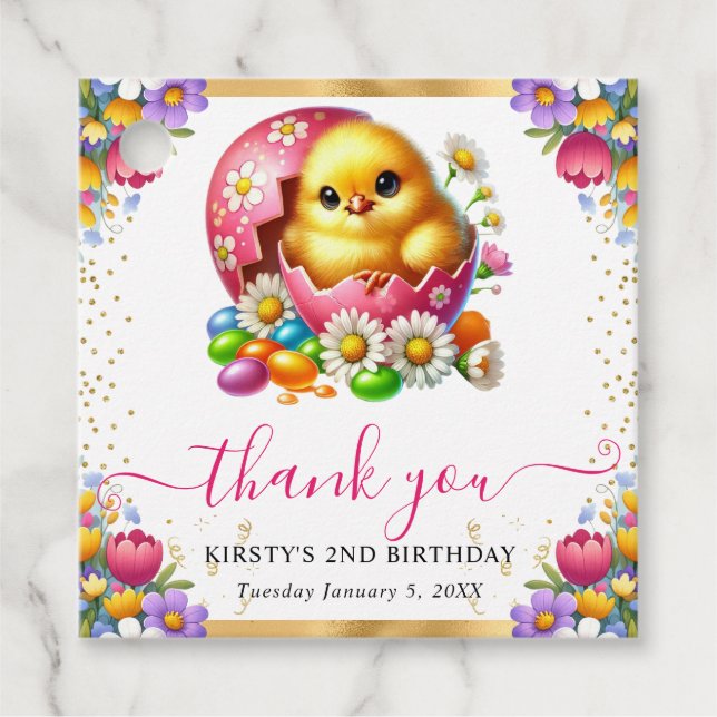 Havsfärgning Påsk Chick Vår blommor födelsedag Gåvor Etiketter (Framsida)