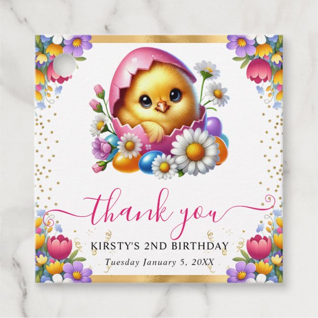 Havsfärgning Påsk Chick Vår blommor födelsedag Gåvor Etiketter (Framsida)