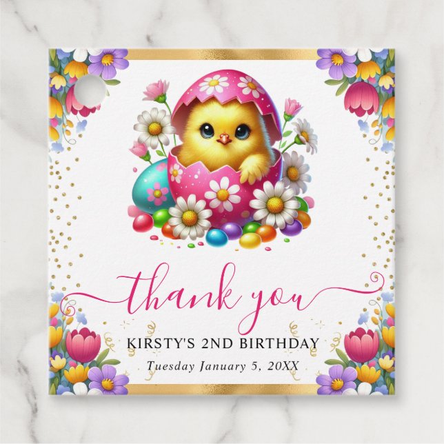 Havsfärgning Påsk Chick Vår blommor födelsedag Gåvor Etiketter (Framsida)