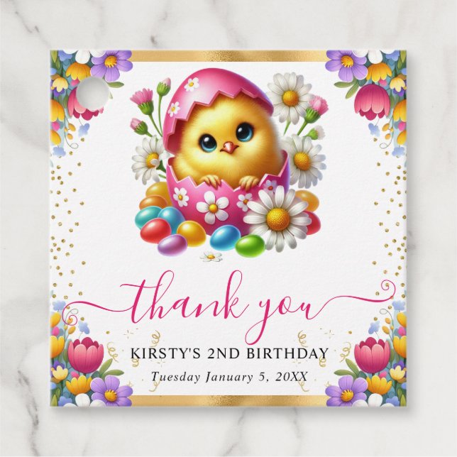 Havsfärgning Påsk Chick Vår blommor födelsedag Gåvor Etiketter (Framsida)