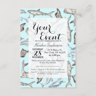 Havsfärgsfiske i blått vitt Grått Inbjudningar