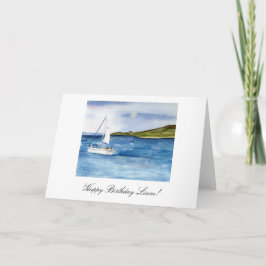 Havsfärgssegelbåt personlig födelsekort kort