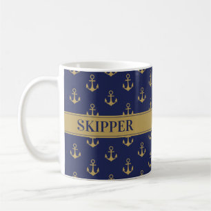 Havsfartyg med havsblå skeppare kaffemugg