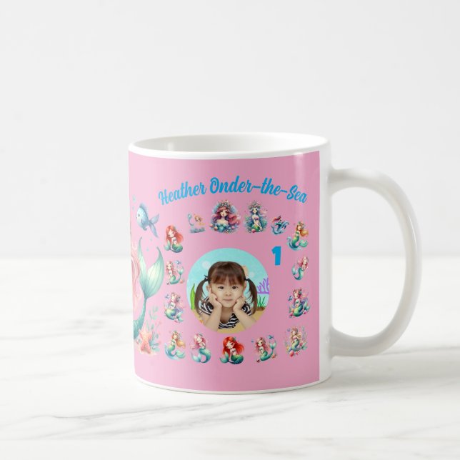 Havsfruar Under vattnet 1-års födelsedagsfoto pres Kaffemugg (Höger)