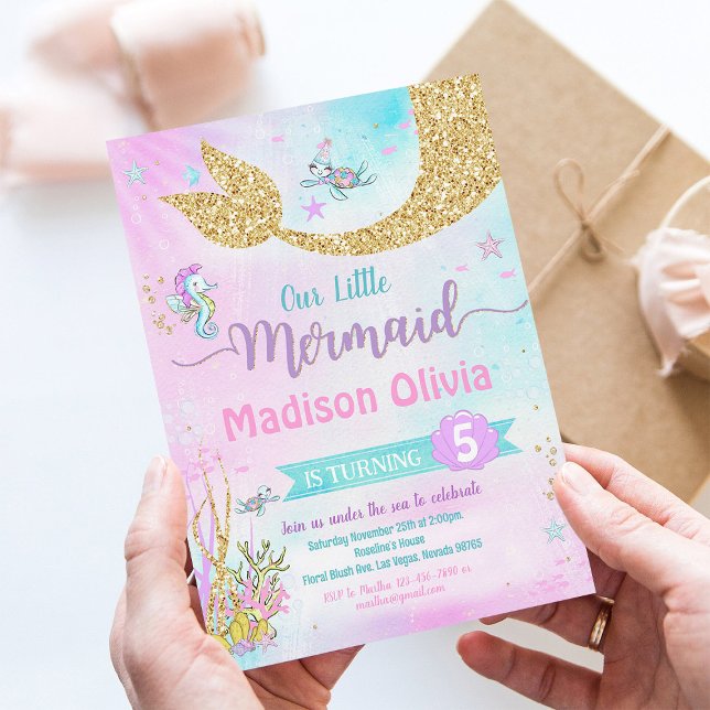 Havsfruunge födselsdagsinbjudan inbjudningar (Skapare uppladdad)