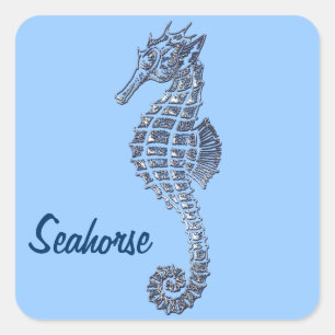 Havsgåva från Cute Sea Horse Marine Animal Gift Fyrkantigt Klistermärke