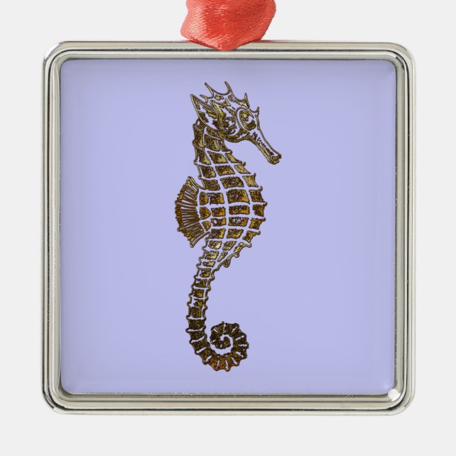 Havsgåva från Cute Sea Horse Marine Animal Gift Julgransprydnad Metall (Framsidan)
