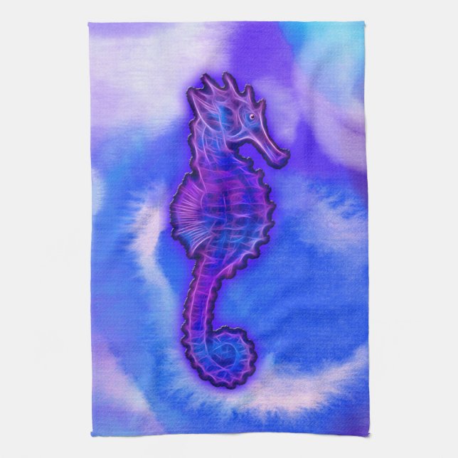 Havsgåva från Cute Sea Horse Marine Animal Gift Kökshandduk (Vertikal)