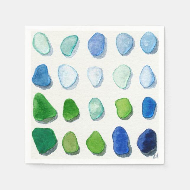 Havsglas, konstblöjor av strandglas pappersservett (Framsidan)