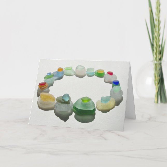 Havsglas, strandglas, sällsynt färg, blank kort (Framsida)