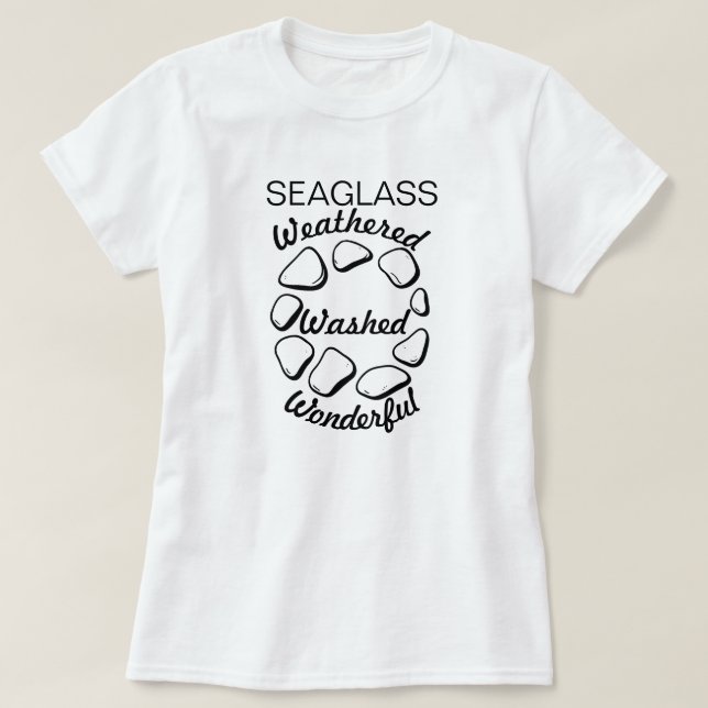 Havsglas: Väderbiten, Tvättad, Underbar T-Shirt (Design framsida)