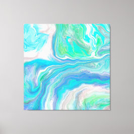 Havsglasblått och Grönt Marble Fluid Art Canvastryck