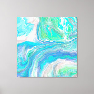 Havsglasblått och Grönt Marble Fluid Art Canvastryck