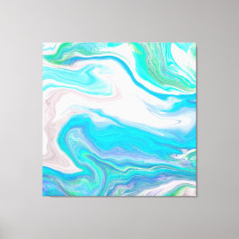 Havsglasblått och Grönt Marble Fluid Art Canvastryck