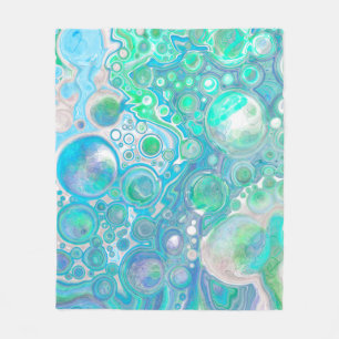 Havsglasblått och Grönt Marble Fluid Art Fleecefilt