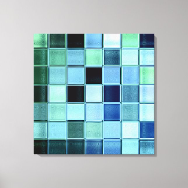 Havsglaset Aquamarine Mosaic Art Wrapped Canvas (Framsida)