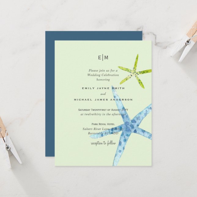 Havsglaset Färg Beach Ocean Life Bröllop (Fram/Back In Situ)