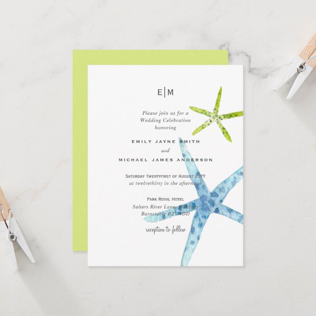 Havsglaset Färg Beach Ocean Life Bröllop (Fram/Back In Situ)