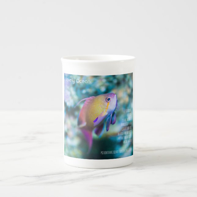Havsgoldie, färglös söt fisk benporslin mugg (Framsidan)