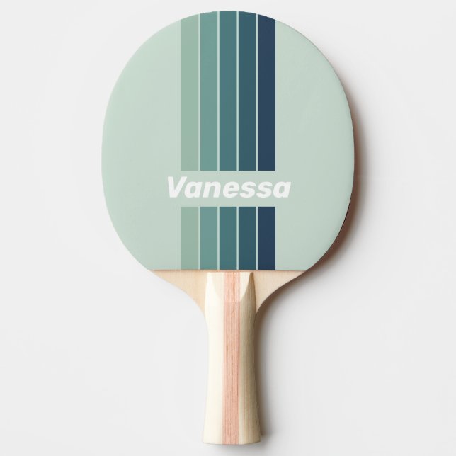 Havsgrön Nostalgisk Pin Randig med Namn Pingisracket (Framsidan)