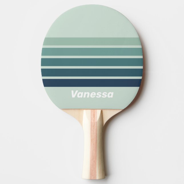 Havsgrön Nostalgisk Tvärstripig med Namn Pingisracket (Framsidan)