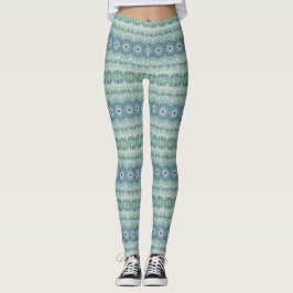 Havsgrön och blå kustnära mandalamönster leggings