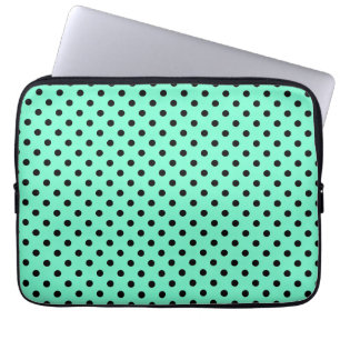 Havsgrön Svart Polka Laptop Fodral