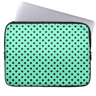 Havsgrön Svart Polka Laptop Fodral
