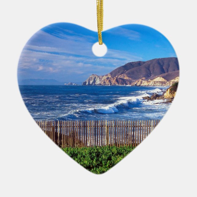 HavsHalf Moon Bay Kalifornien Julgransprydnad Keramik (Framsidan)