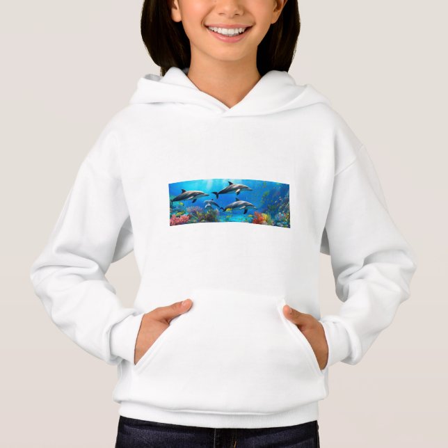 Havsharmoni: Delfiner över korallrev T Shirt (Framsida)