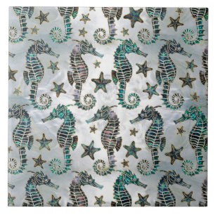 Havshäst Starfish Abalone Mönster Kakelplatta