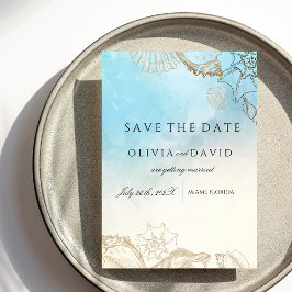 Havshustru  Sommar Blå Ocean Strand Bröllop  Spara Datumet