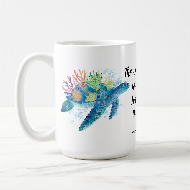 Havsinspirerad vattenfärg kaffemugg (Vänster)