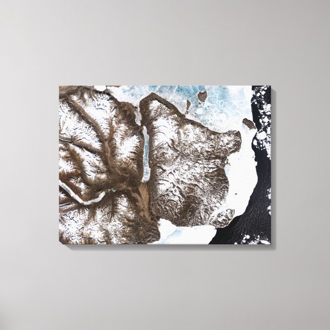 Havsisen linjer vid kustlinjen i östra Greenlan Canvastryck (Framsida)